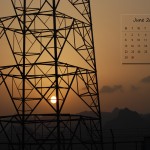 Sunset through Electric Post